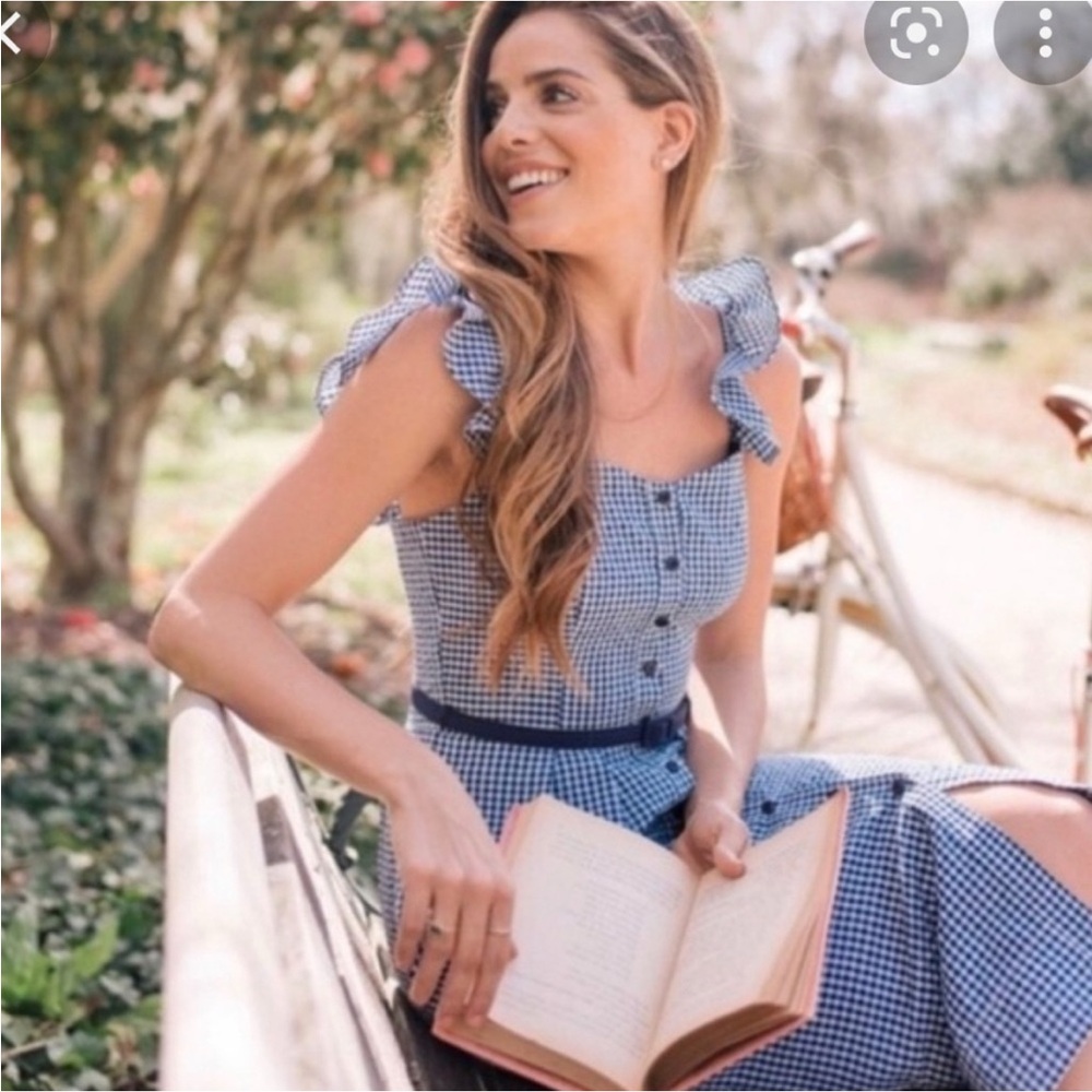 Blue Gingham Ruffle Dress
